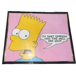 Vintage Bart Simpson Framed Print “Who the Hell Are You?” Funny Wall Art